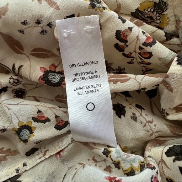 Frame Ruffle Cuff Off-White Multi Floral Silk ‘70s shirt S/P - Picture 8 of 10